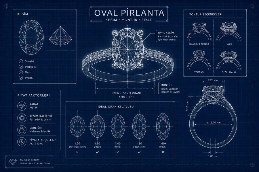 Oval pırlanta yüzük rehberi: kesim, montür ve fiyat