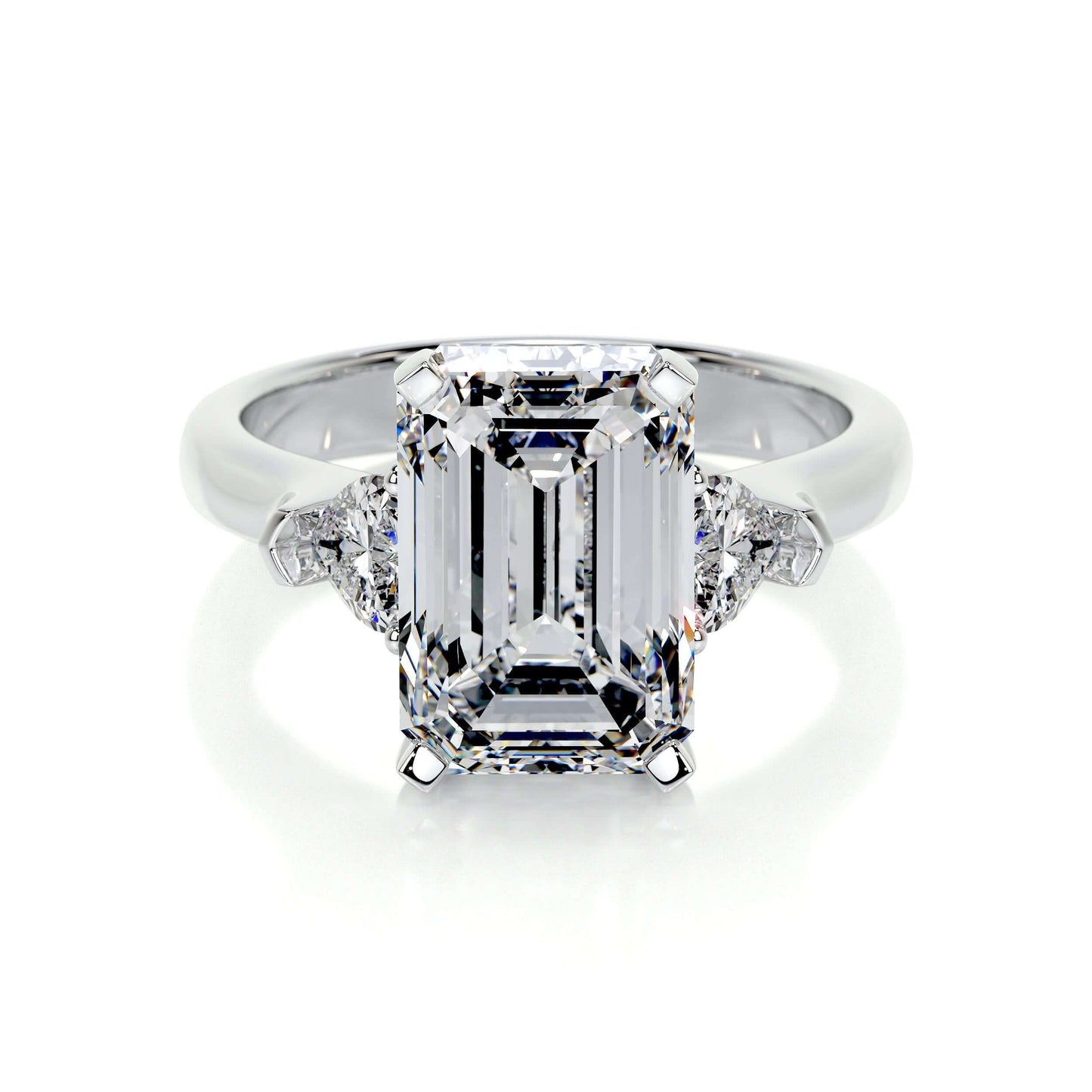 Üç Taşlı Emerald Pırlanta Nişan Yüzüğü