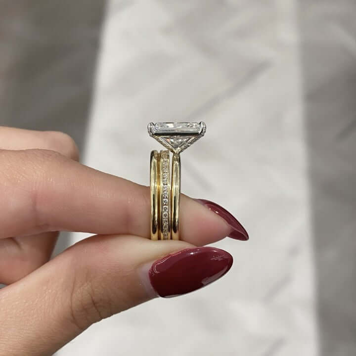 4.00 Ct D Renk VS1 Berraklık Sarı Altın Radiant Pırlanta Yüzük