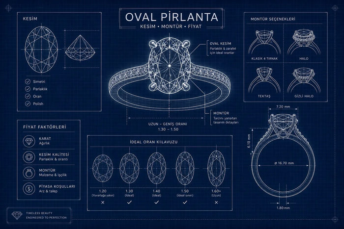 Oval pırlanta yüzük rehberi: kesim, montür ve fiyat