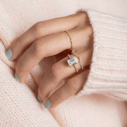 1.75 Ct D Renk VVS2 Berraklık Kolları Taşlı Sarı Altın Emerald Pırlanta Yüzük media 1