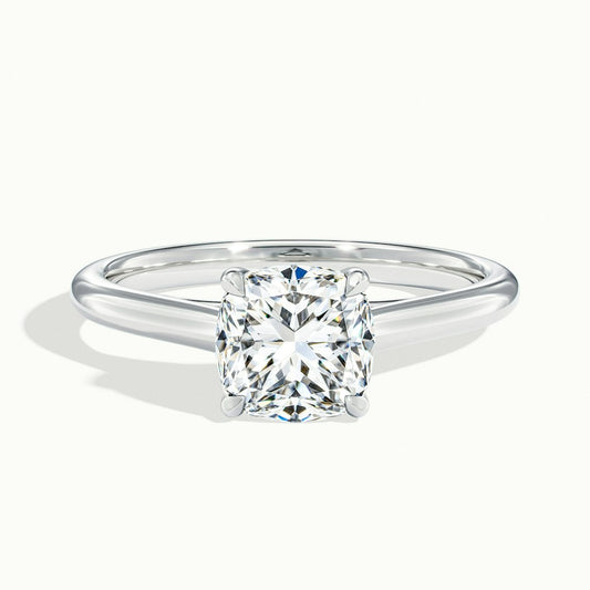 Cushion Classic Plain Solitaire Diamond Engagement Ring