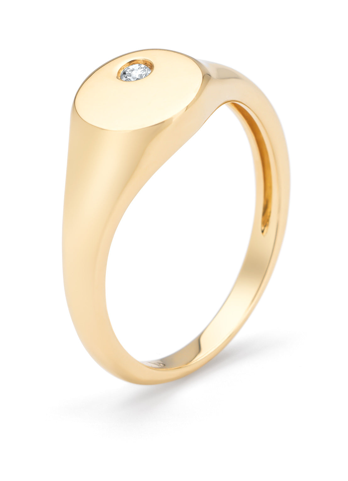 Point Diamond Stone Signet Unisex Ring