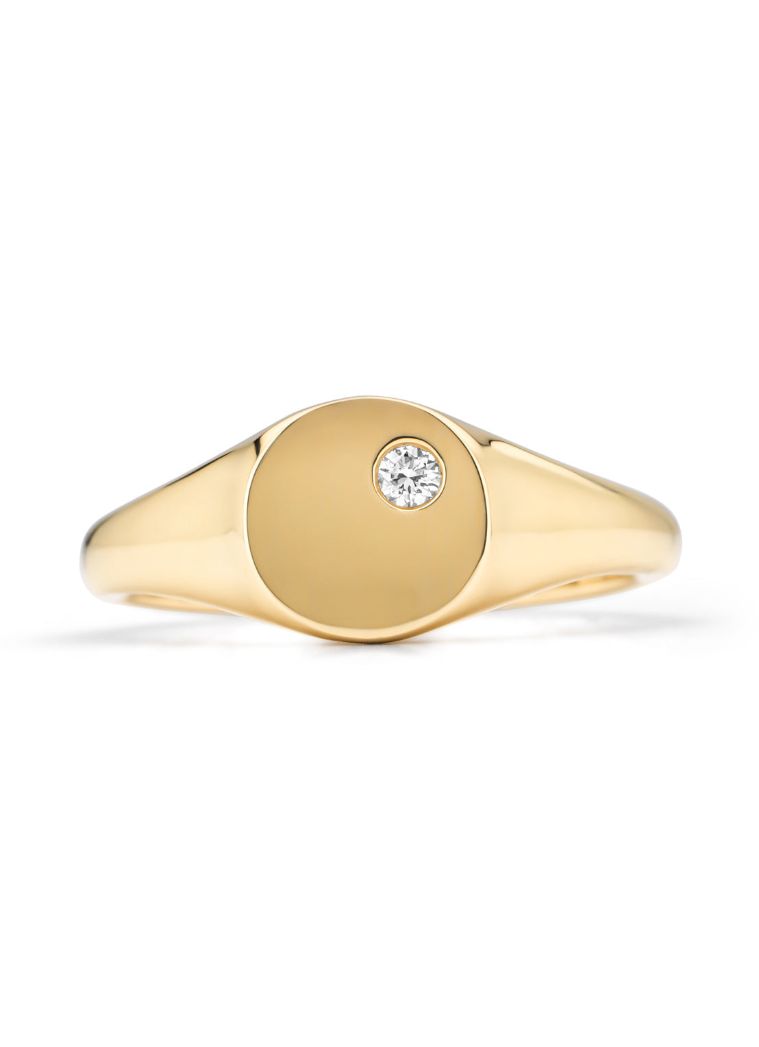 Point Diamond Stone Signet Unisex Ring