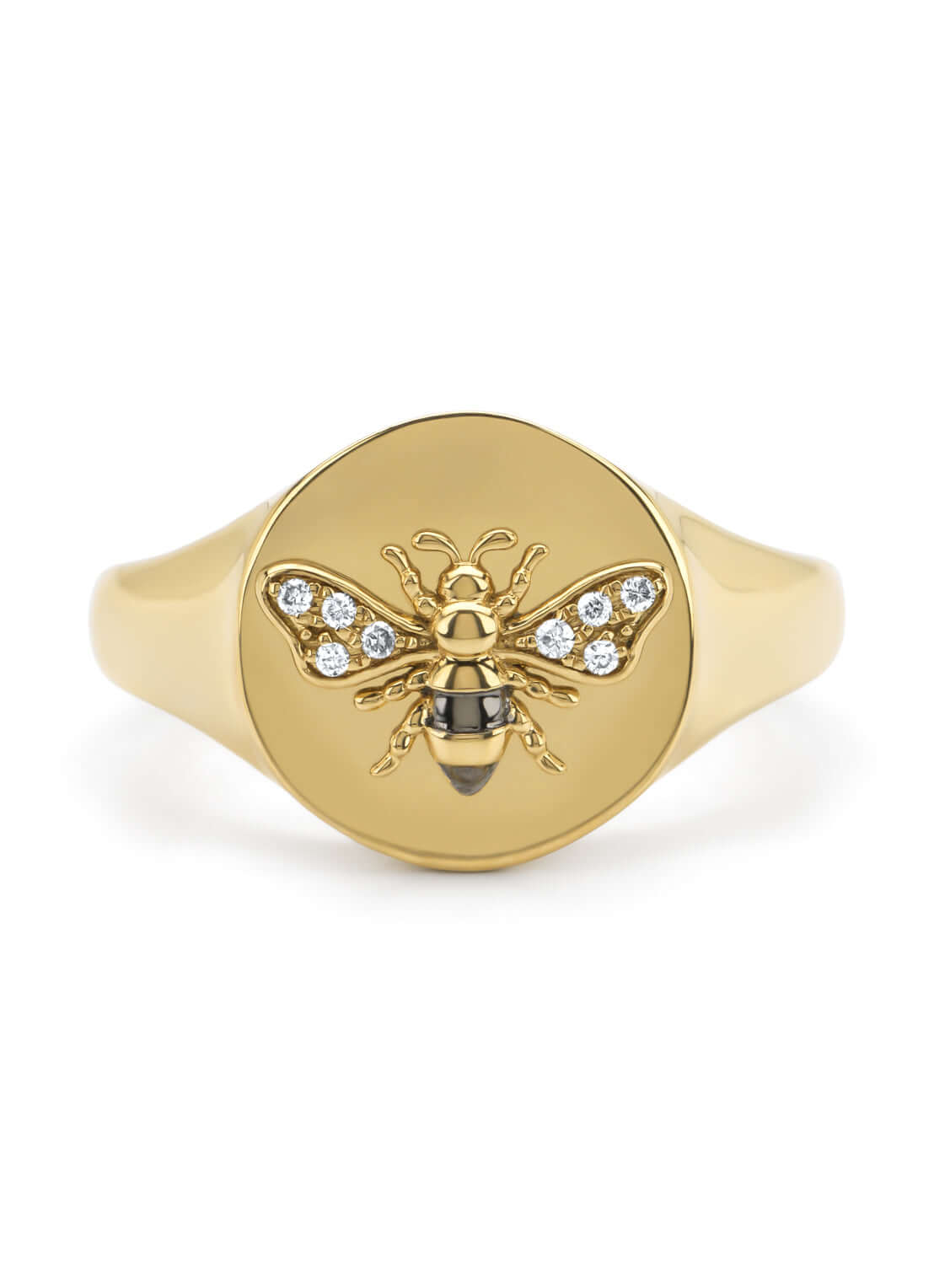 Queen Bee Pırlanta Taşlı 14K Signet Yüzük
