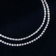 Çift Zincirli Yuvarlak ve Emerald Pırlanta Taşlı Bezel Suyolu Kolye media 4