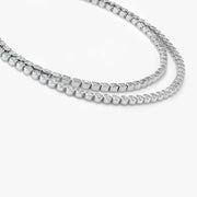Çift Zincirli Yuvarlak ve Emerald Pırlanta Taşlı Bezel Suyolu Kolye media 1