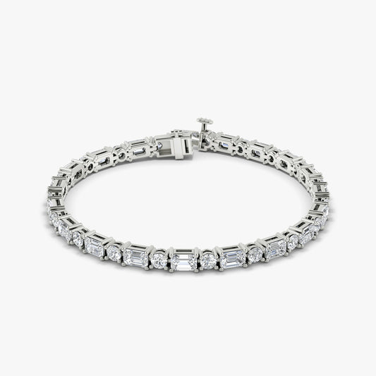 Round and Emerald Diamond Stone Waterway Diamond Bracelet