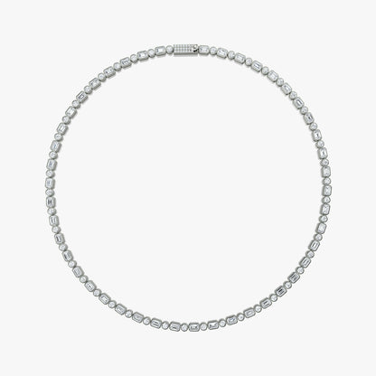 Emerald ve Yuvarlak Kesim Pırlanta Taşlı Bezel Suyolu Pırlanta Kolye