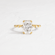 3.53 Ct D Renk VS1 Berraklık Kolları Sıra Taşlı Sarı Altın Radiant Pırlanta Yüzük media 2
