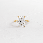 3.00 Ct D Renk VS1 Berraklık Kolları Minik Taşlı Sarı Altın Radiant Pırlanta Yüzük media 2