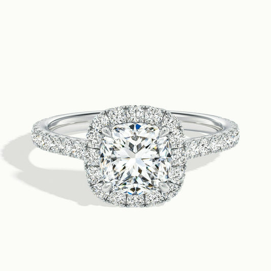 Cushion Halo Arm Stone Diamond Engagement Ring