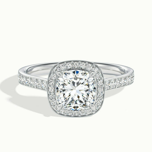 Cushion Halo Arm Stone Diamond Engagement Ring