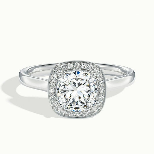 Cushion Halo Plain Diamond Engagement Ring