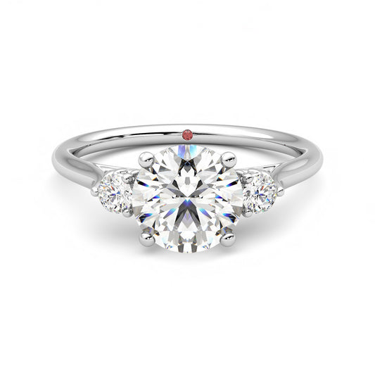 Round Side Stone Diamond Engagement Ring