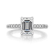 1.25 Ct D Renk VVS Berraklık Kolları Taşlı Beyaz Altın Emerald Pırlanta Yüzük media 2