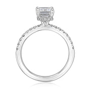1.25 Ct D Renk VVS Berraklık Kolları Taşlı Beyaz Altın Emerald Pırlanta Yüzük media 7
