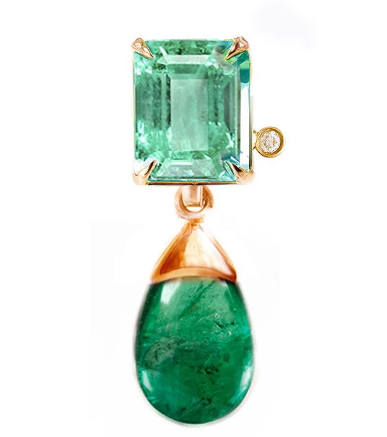 Emerald ve Pırlantalı Damla Küpeler