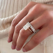 5.00 Ct E Renk VS1 Berraklık Sarı Altın Radiant Pırlanta Yüzük media 3