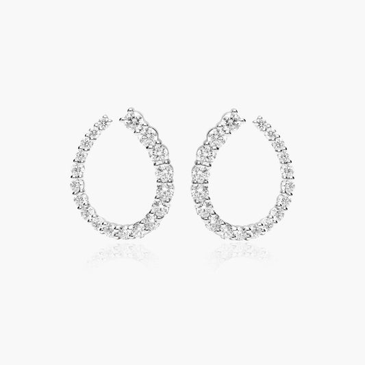 Diamond Stone Hoop Earrings