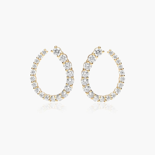 Diamond Stone Hoop Earrings