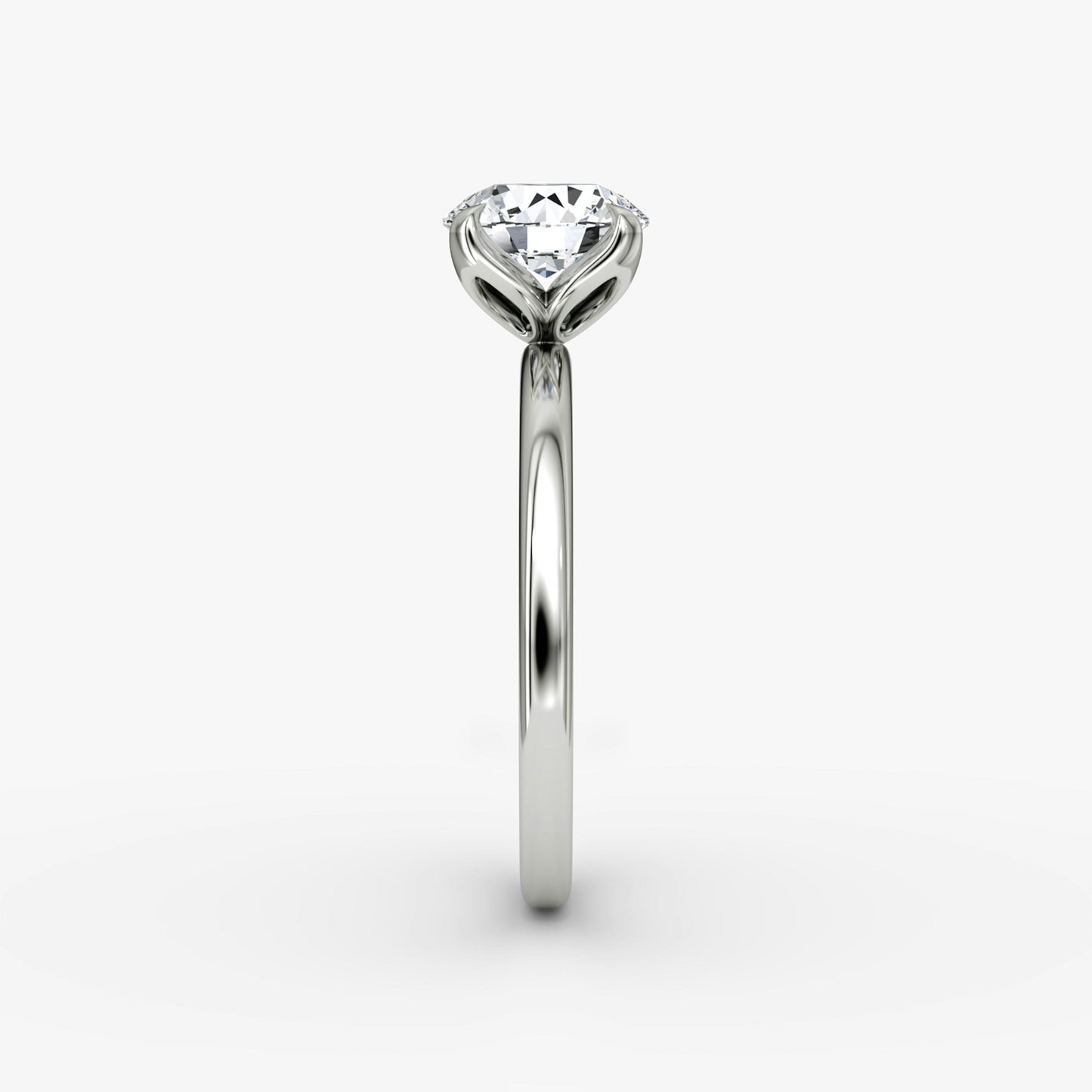 Flower Shaped Round Diamond Solitaire Ring