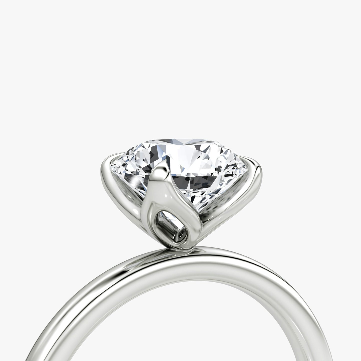 Flower Shaped Round Diamond Solitaire Ring