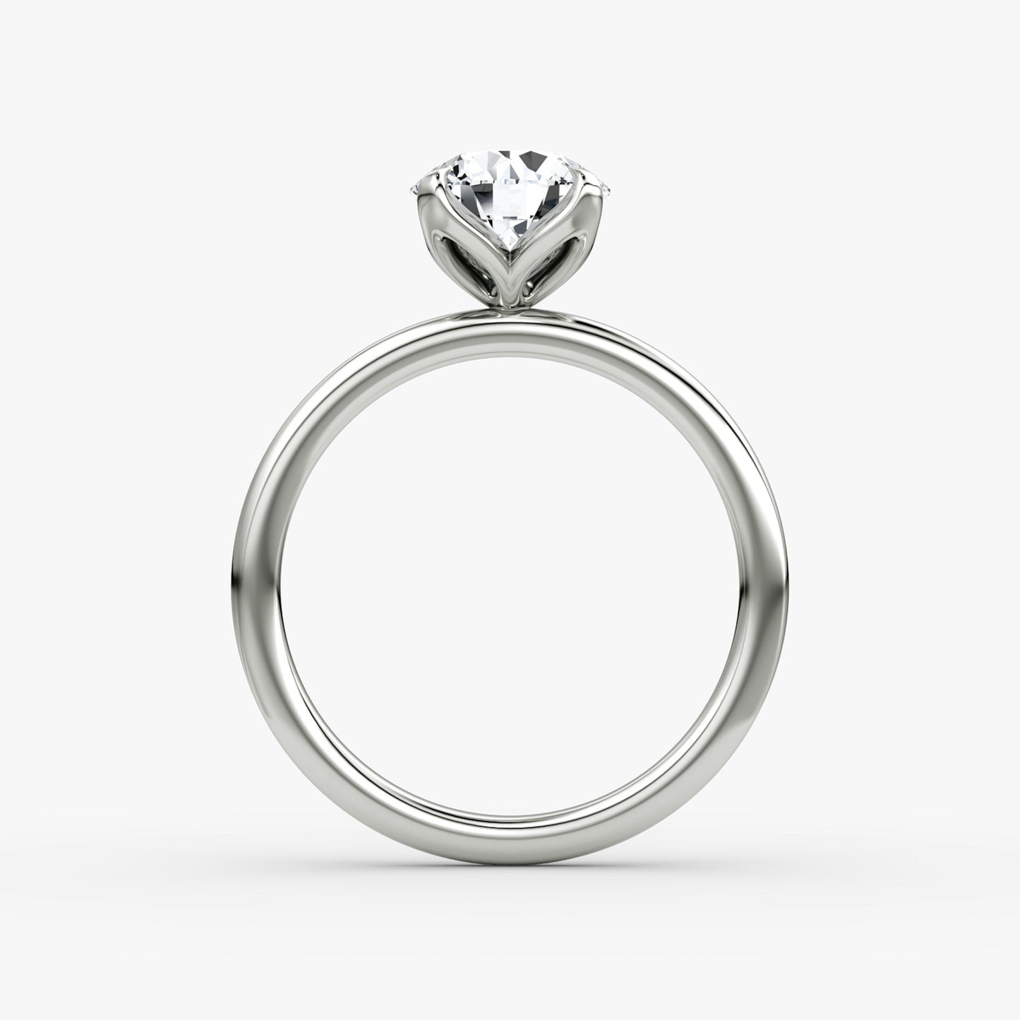 Flower Shaped Round Diamond Solitaire Ring