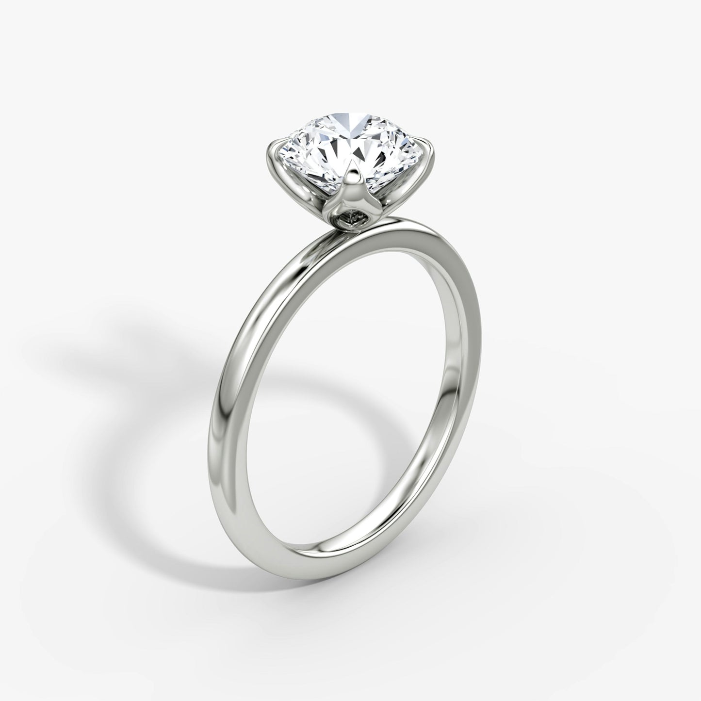 Flower Shaped Round Diamond Solitaire Ring