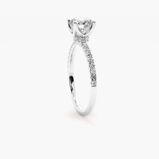 Four Prong-Prong Combination Stone Diamond Solitaire Ring