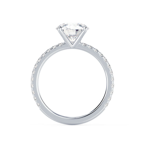 Four Prong Classic Arms Stone Pave Solitaire Diamond Ring