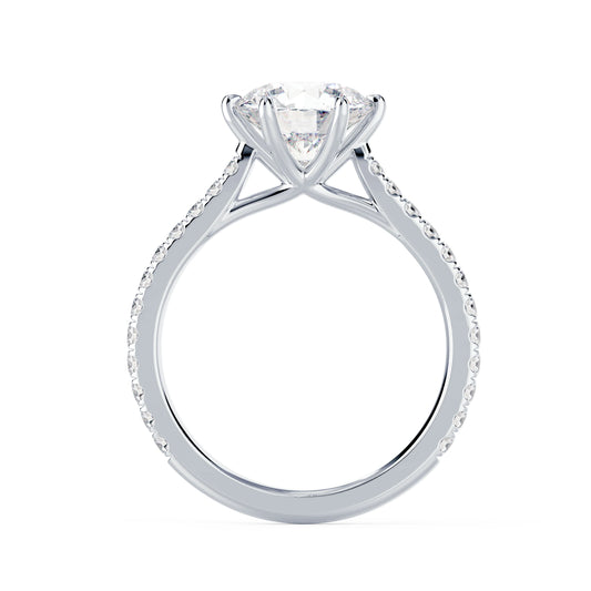 Six Prong Arms Stone Diamond Solitaire Ring