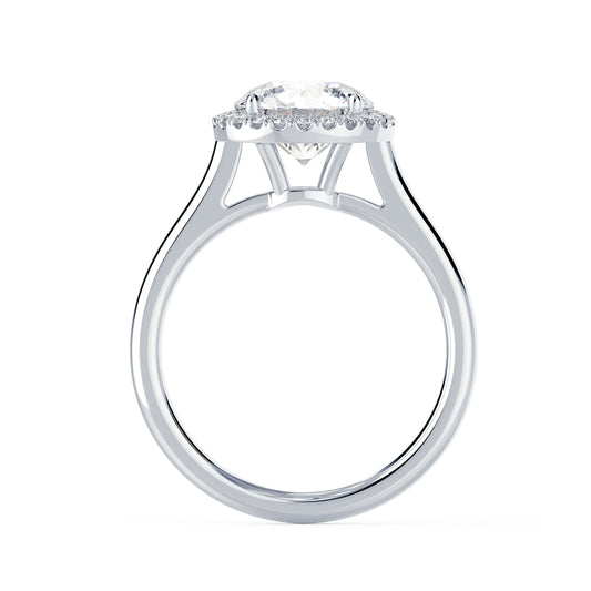 Single Halo Plain Diamond Solitaire Ring