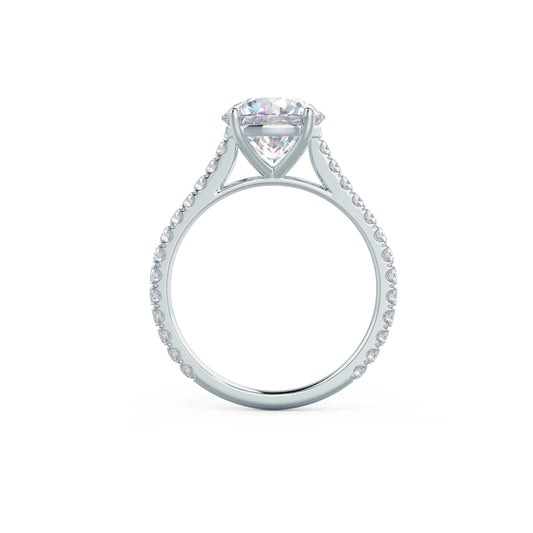 Cathedral Pave Arm Stone Diamond Solitaire Ring