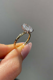 1.00 Ct F Renk VVS1 Berraklık Hidden Halo Oval Pırlanta Yüzük - media 2