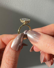 1.51 Ct D Renk VS1 Berraklık Hidden Halo Sarı Altın Radiant Pırlanta Yüzük media 3