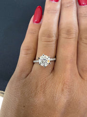 2.00 Ct Orta Pırlanta F Renk VS1 Berraklık Kolları Taşlı Pırlanta Yüzük media 6