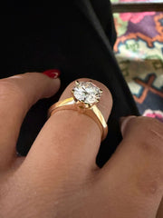 1.92 Ct F Renk Tiffany Montür Rosegold Tektaş Pırlanta Yüzük media 3