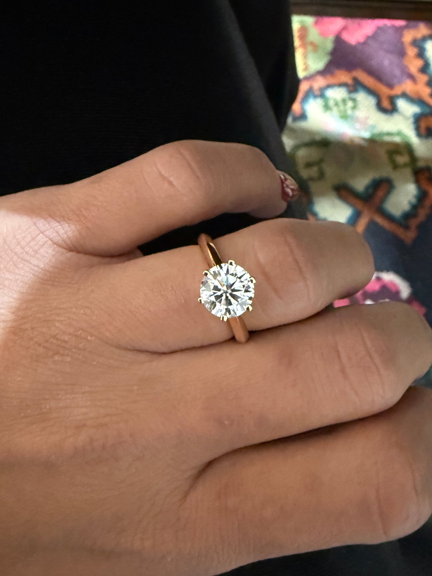 1.92 Ct F Renk Tiffany Montür Rosegold Tektaş Pırlanta Yüzük