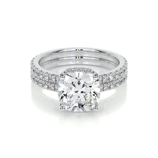 Cushion Halo Double Arm Diamond Engagement Ring