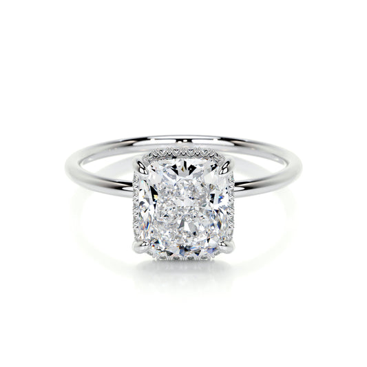 Cushion Halo Arms Thin Diamond Engagement Ring