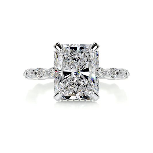 Radiant Arm Single Stone Hidden Halo Diamond Engagement Ring