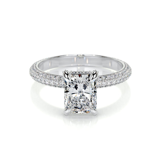 Radiant Arms Double Row Stone Diamond Engagement Ring