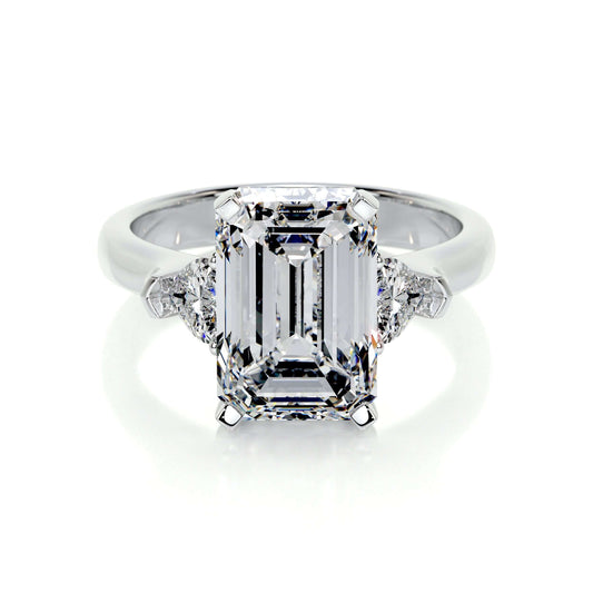 Üç Taşlı Emerald Pırlanta Nişan Yüzüğü