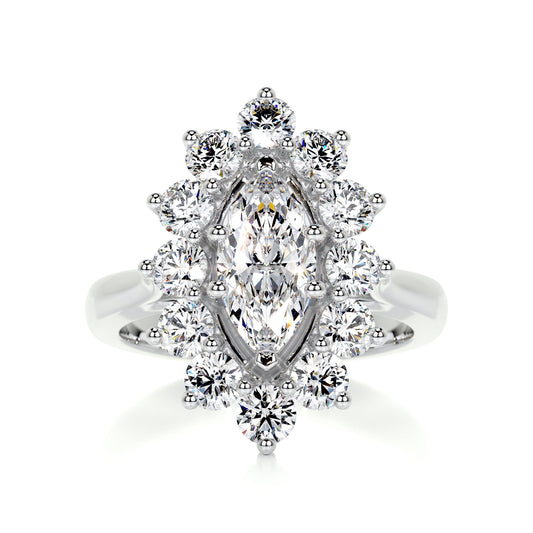 Marquise Flower Halo Effect Stone Diamond Engagement Ring