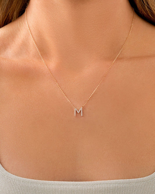 Diamond Letter M Necklace