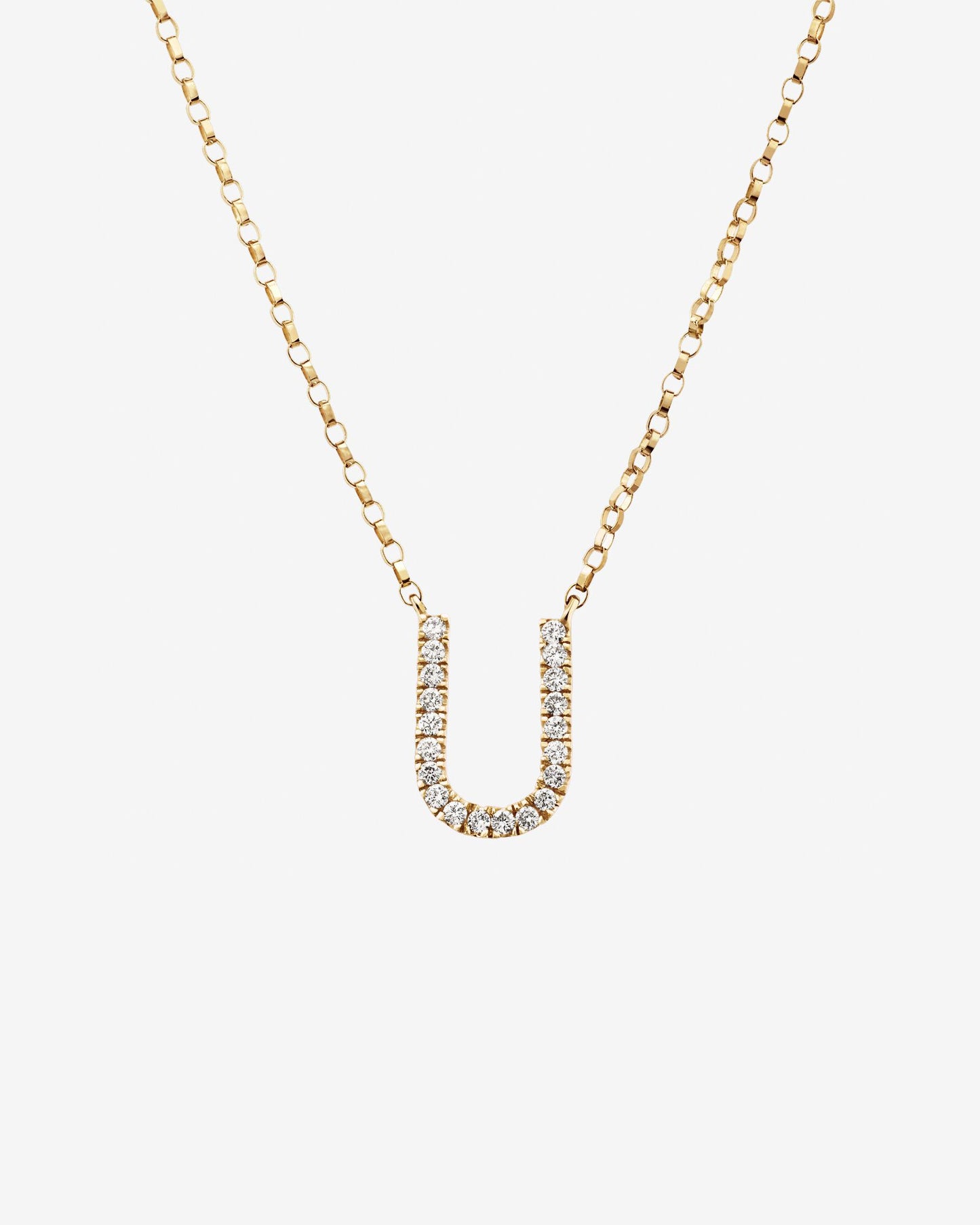 Diamond Stone U Letter Necklace