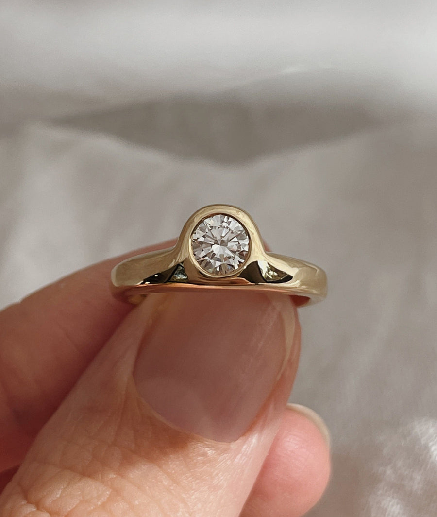 0.50 ct Pırlanta Taşlı Unisex Signet Yüzük