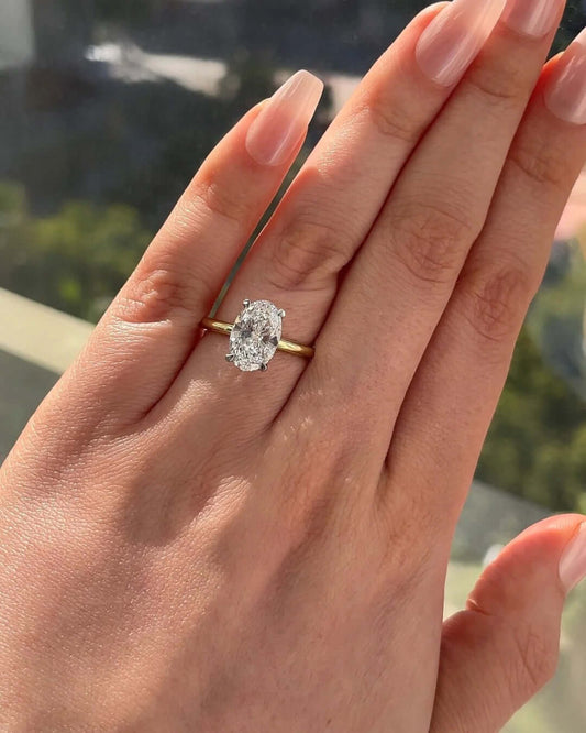 1.00 Ct F Renk VVS1 Berraklık Hidden Halo Oval Pırlanta Yüzük -
