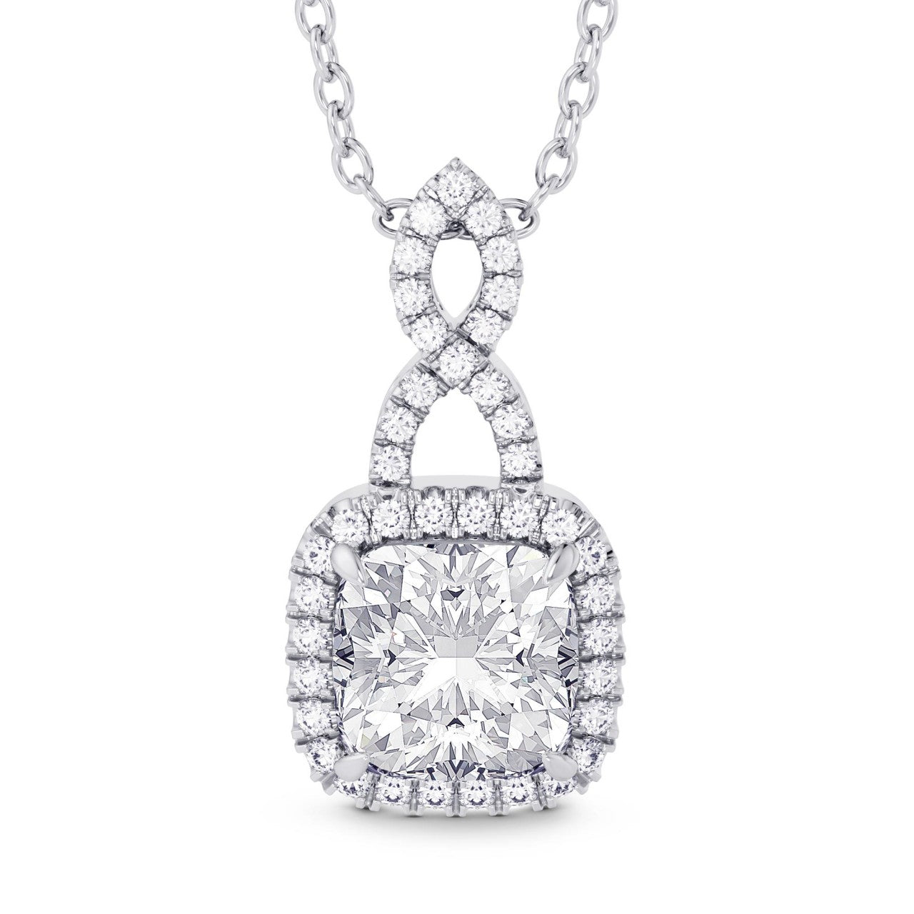 1.50 ct Cushion Halo & Drop Kolye Ucu